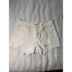 Z Supply Classic high rise white denim jean shorts women’s size 28 Brand New